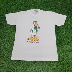 Vintage 1986 Funny Duck Shirt S/M 20x26 White John-Baron Art